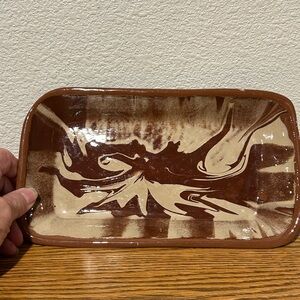 Handcrafted Brown and Tan Decorative Tray